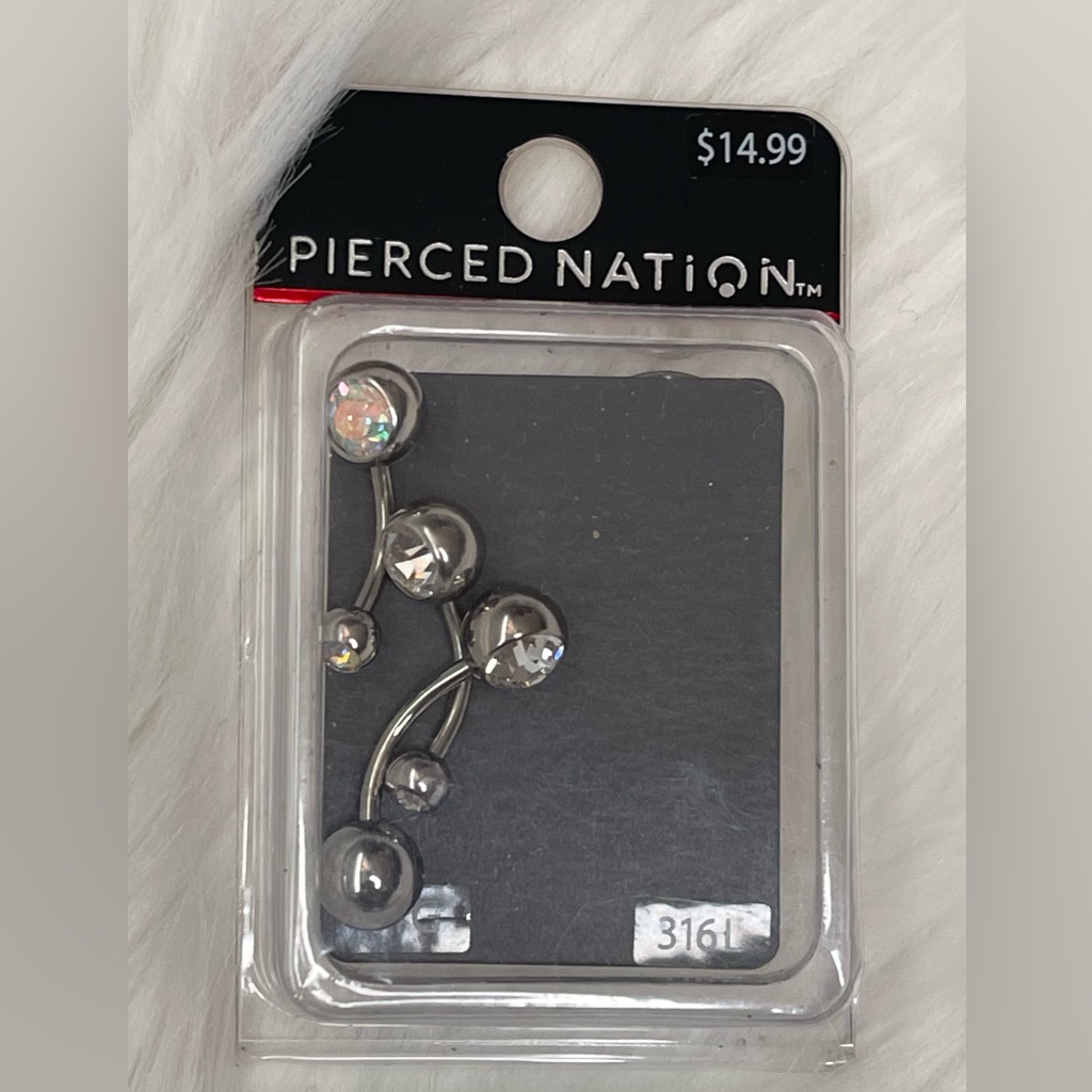 Pierced Nation Belly Button Jewelry With Crystal Accents